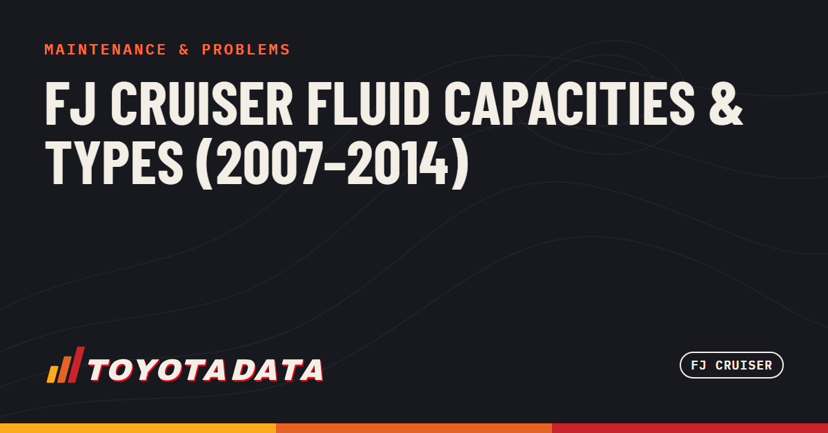 FJ Cruiser Fluid Capacities & Types (2007–2014)